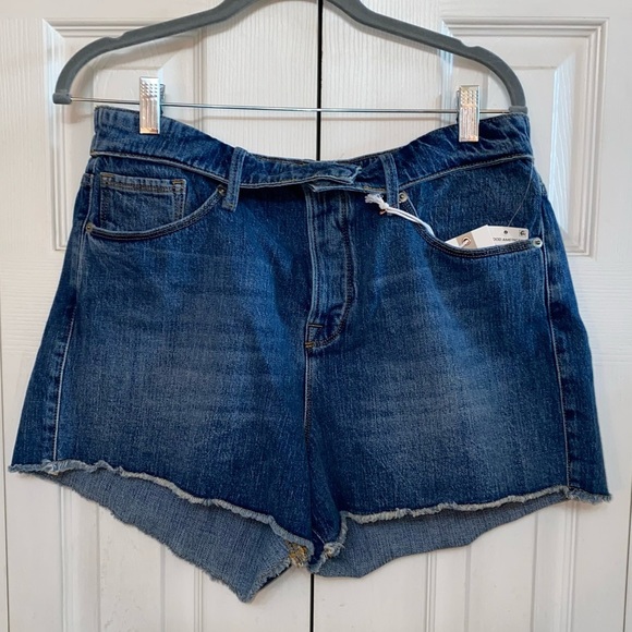 Good American Cutoff Fold Over High Waist Denim Shorts NWT - Picture 6 of 13